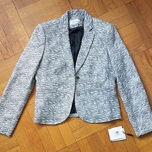 NWT Calvin Klein Striped Blue-Silver Knit Blazer